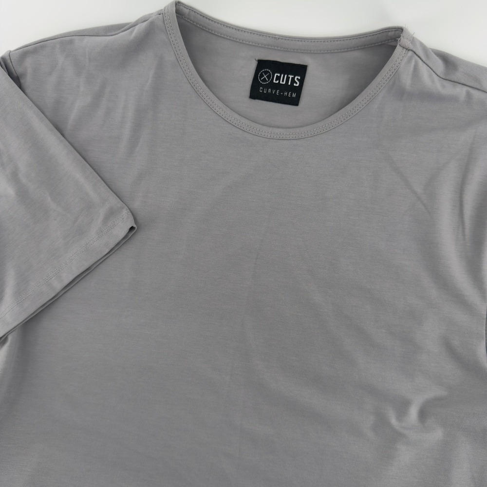 Cuts Clothing Mens Curve-Hem Short Sleeve Crew Neck T-Shirt Grey Size XL